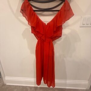 Source Unknown Red Ruffled Tie Front Sundress
